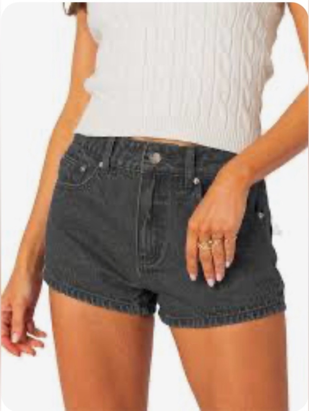 Wilfred Free Aritzia Black High Waisted Denim Mom Shorts Size 2 Summer Essential